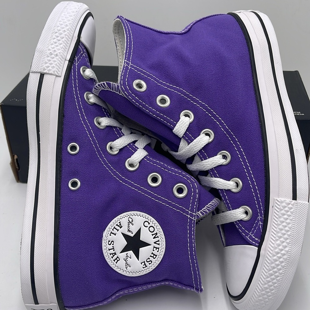 Converse Men’s Chuck Taylor All Star Hi B Grade Purple White 137833F Sneakers - Picture 11 of 16